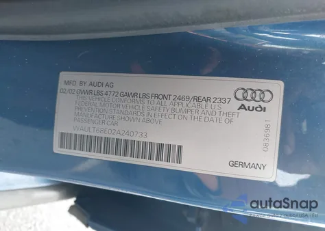 2002 Audi A4 3.0 Quattro from USA, damaged, VIN WAULT68E02A240733